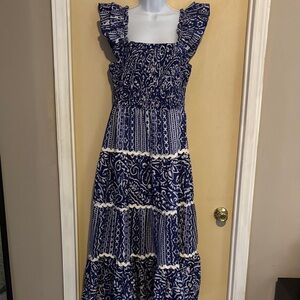 TRULY 4 YOU: Blue and White Maxi Dress